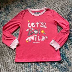 Eddie Bauer Pink Long-Sleeve 'Let's Go Wild' Graphic Tee